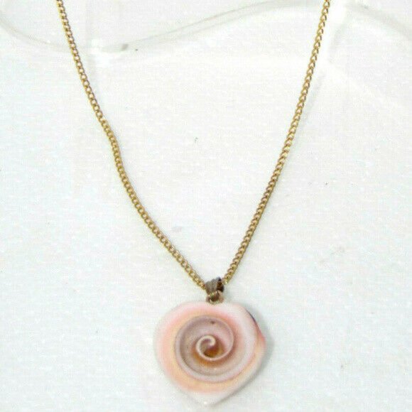 Beautiful Heart Carved Shell Pendant Necklace 20" chain Plate~bxd2 - Picture 4 of 4